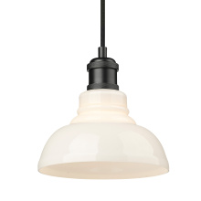 Golden Canada 0305-S BLK-VMG - Yep by Golden Lighting Carver 1-light Pendant in Matte Black and Vintage Milk Glass
